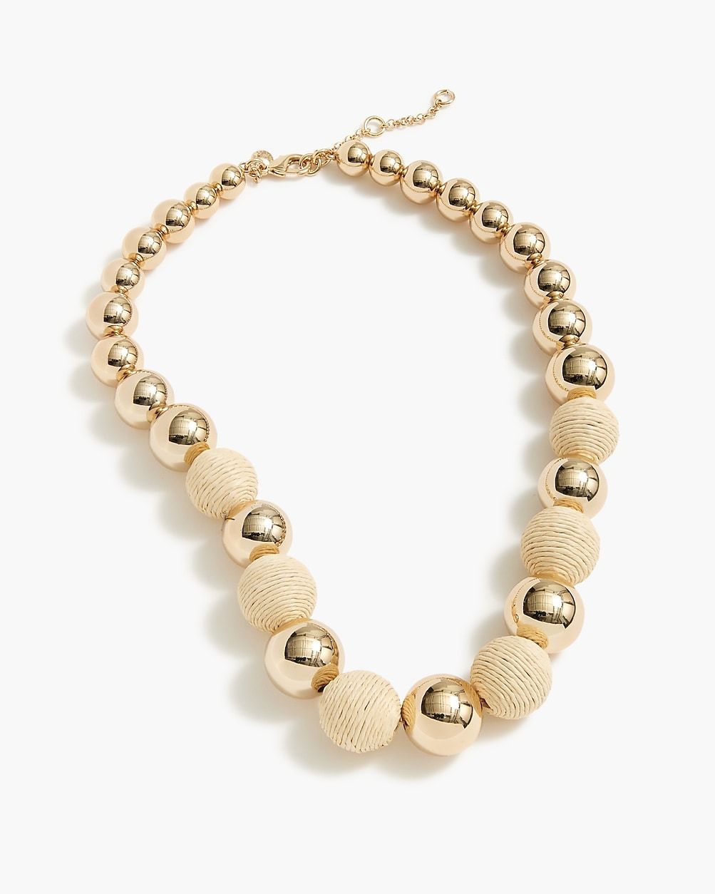 Gold bead and straw statement necklace | J.Crew Factory