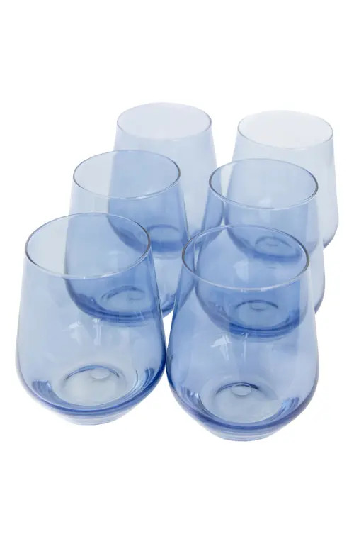 Estelle Colored Glass Set of 6 Stemless Wineglasses in Blue at Nordstrom | Nordstrom