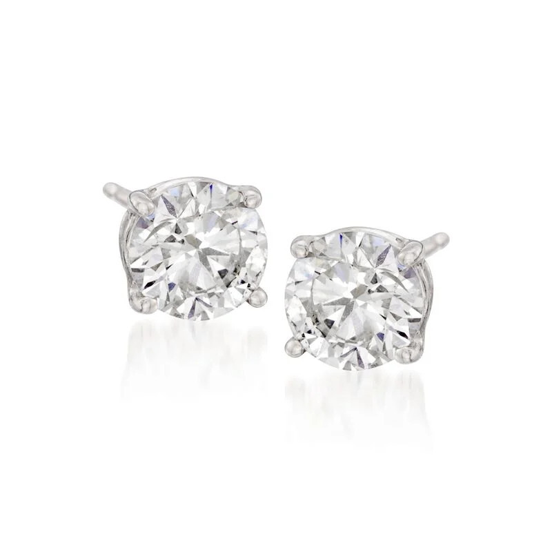 6.00 ct. t.w. CZ Stud Earrings in 14kt White Gold | Ross-Simons
