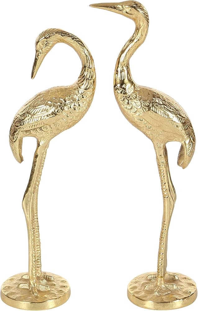 Deco 79 Aluminum Flamingo Sculpture, Set of 2 15", 17"H, Gold | Amazon (US)