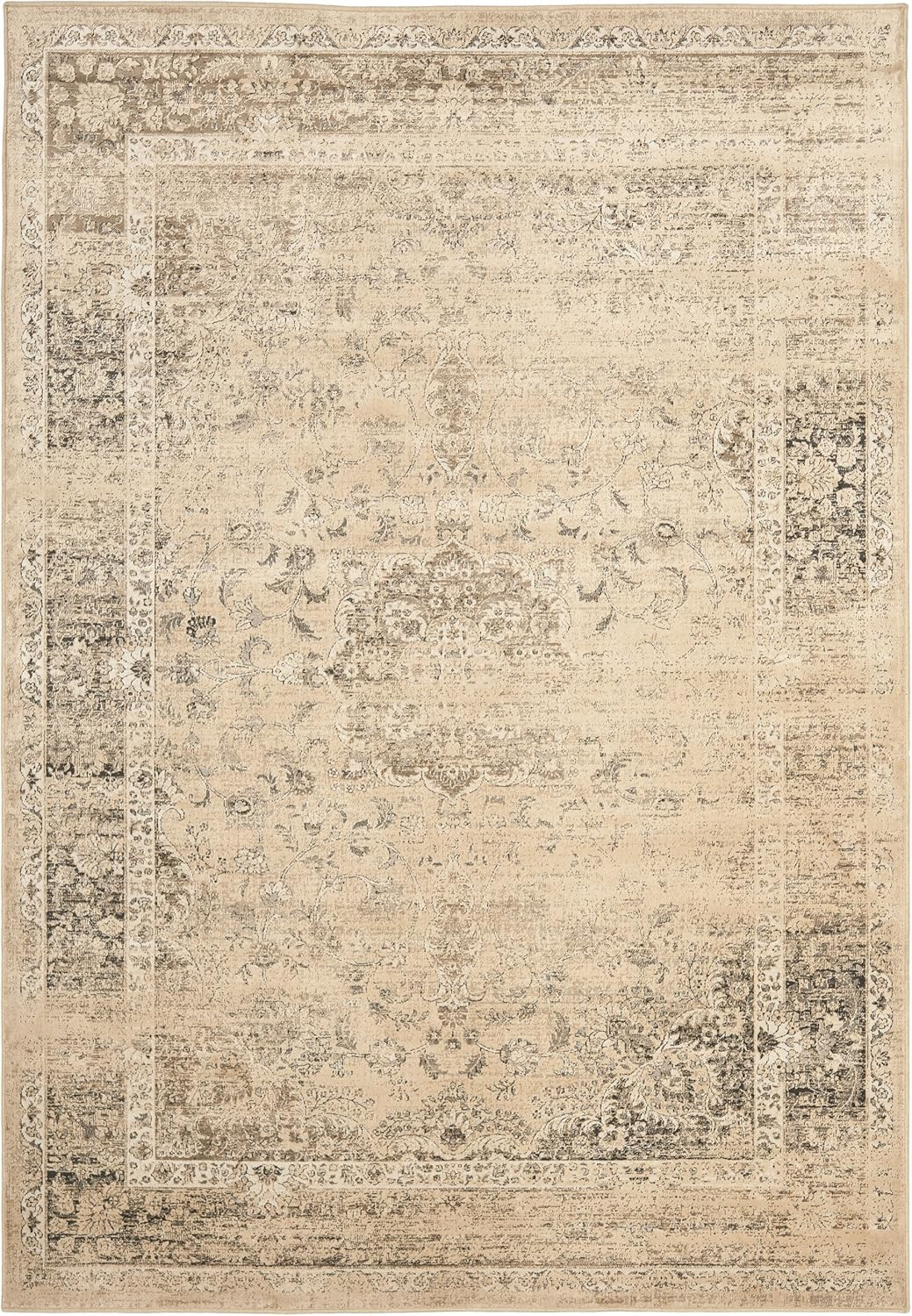 SAFAVIEH Vintage Collection Area Rug - 6'7" x 9'2", Warm Beige, Oriental Medallion Distressed Vis... | Amazon (US)