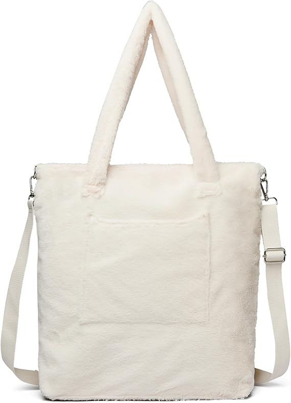 MYHOZEE Large Tote Bag for Women School Work Travel Shoulder Bag with Removable Strap Fluffy Cros... | Amazon (US)