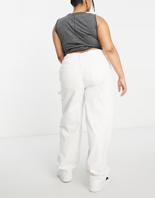 ASOS DESIGN Curve oversized skater jean in off white with cargo styling | ASOS (Global)