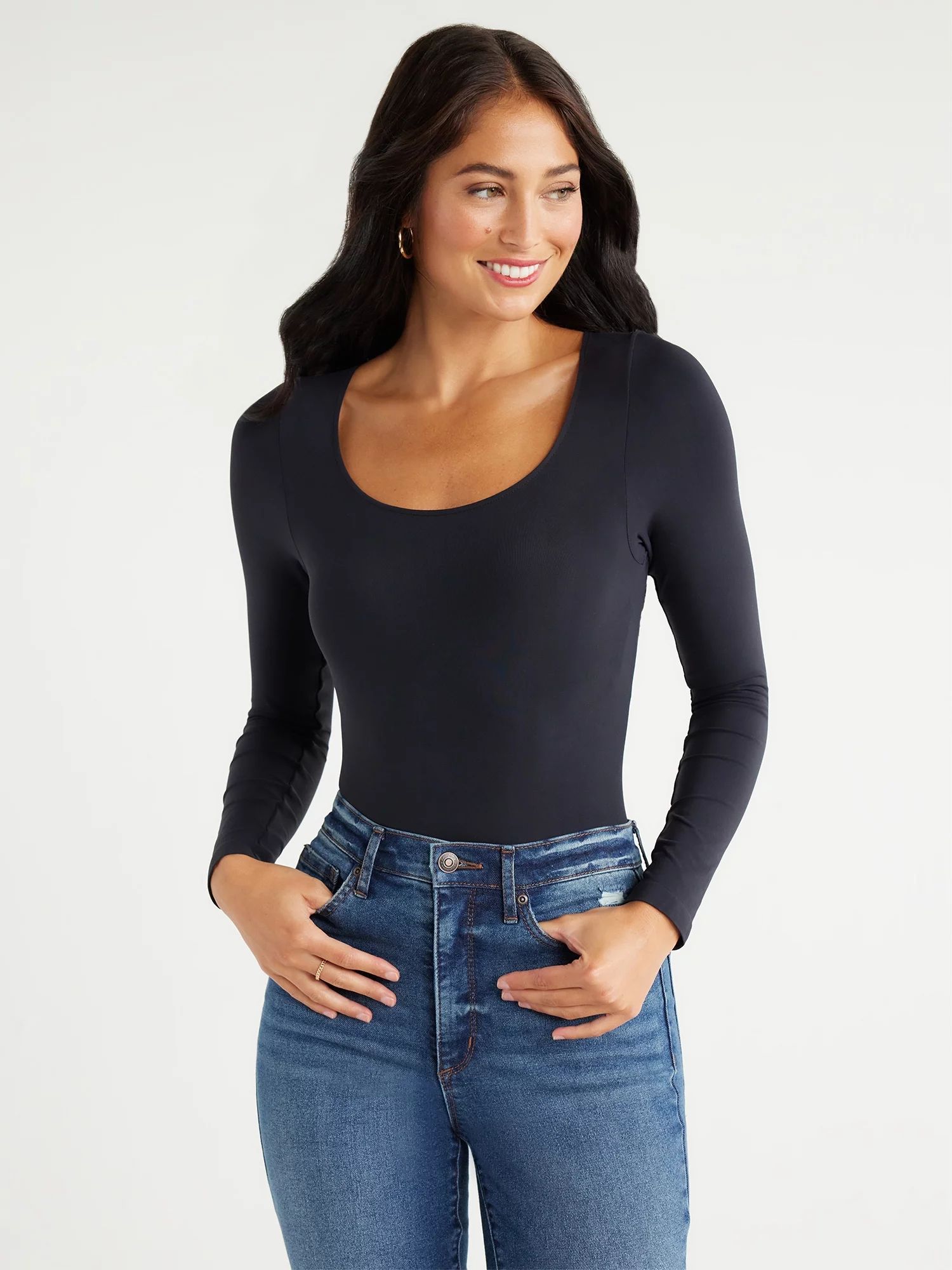 Sofia Jeans Women's Seamless Scoop Neck Bodysuit, Sizes XS-2XL | Walmart (US)