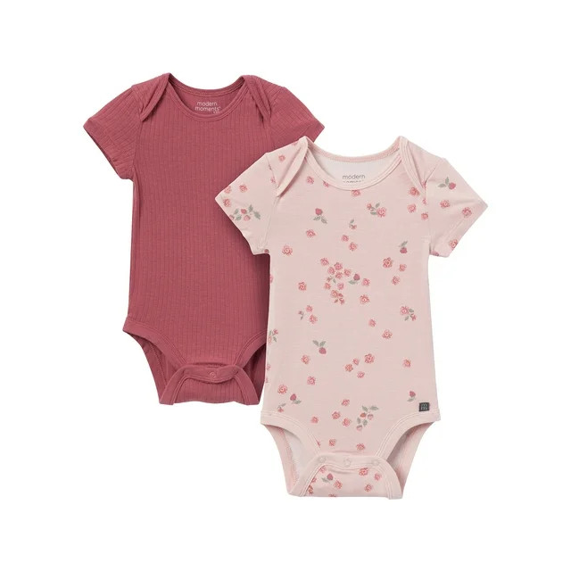 Modern Moments by Gerber Baby Neutral Super Soft 2-Pack Short Sleeve Bodysuits, Sizes Newborn - 1... | Walmart (US)