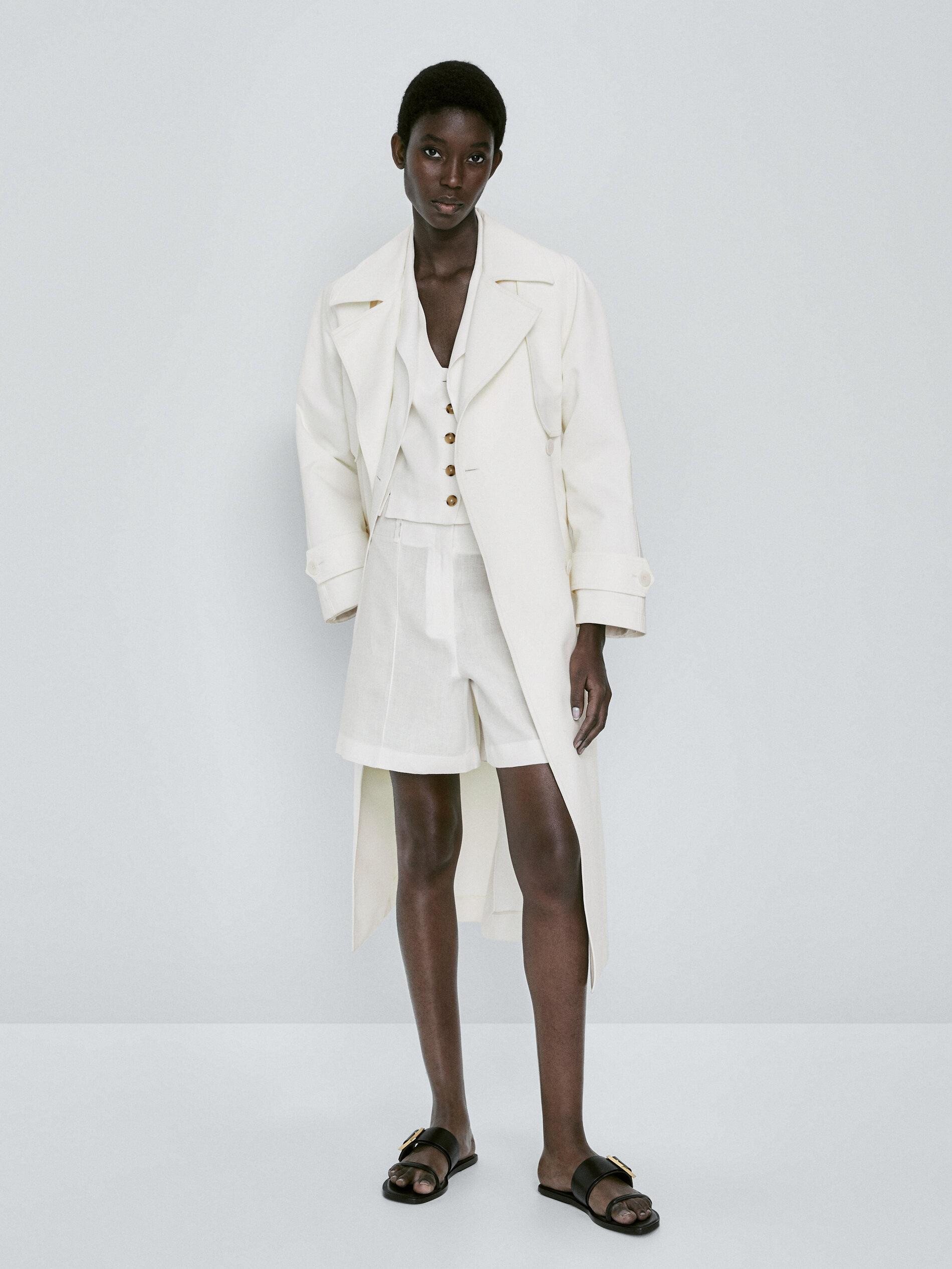 Linen Bermuda shorts with seams | Massimo Dutti US