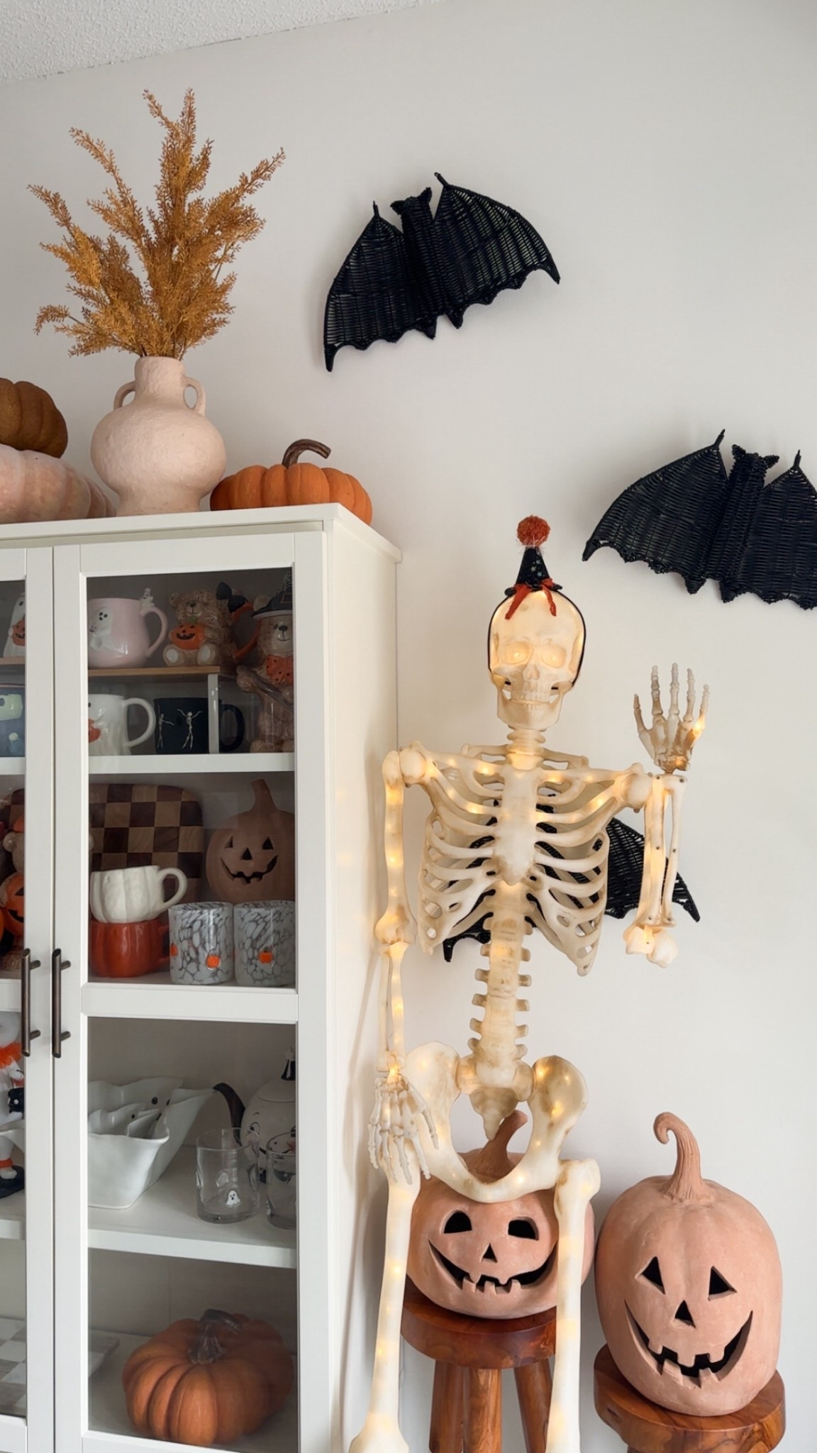 Halloween Home Decor

Light up LED skeleton 
Woven bars 
Terracotta pumpkin
Fall Home Decor 

#LTKSeasonal #LTKHome