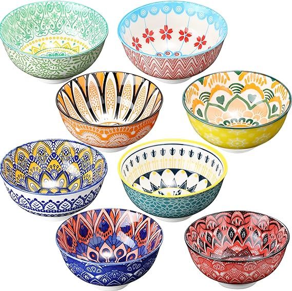 Censen 8 Pcs Colorful Ceramic Bowl Set 10 Oz Soup Cereal Bowls 4.75'' Porcelain Kitchen Serving B... | Amazon (US)