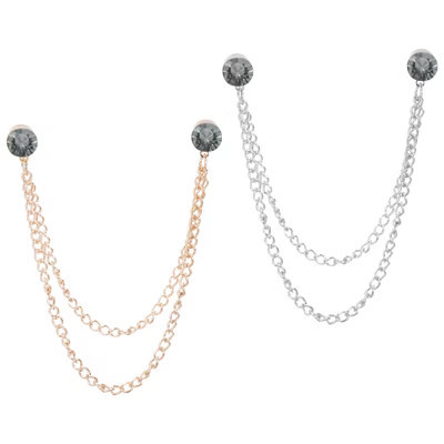 Unique Bargains Women Men Clothes Dress Round Rhinestone Tassel Chain Brooch Pins 2 Pcs Grey | Target