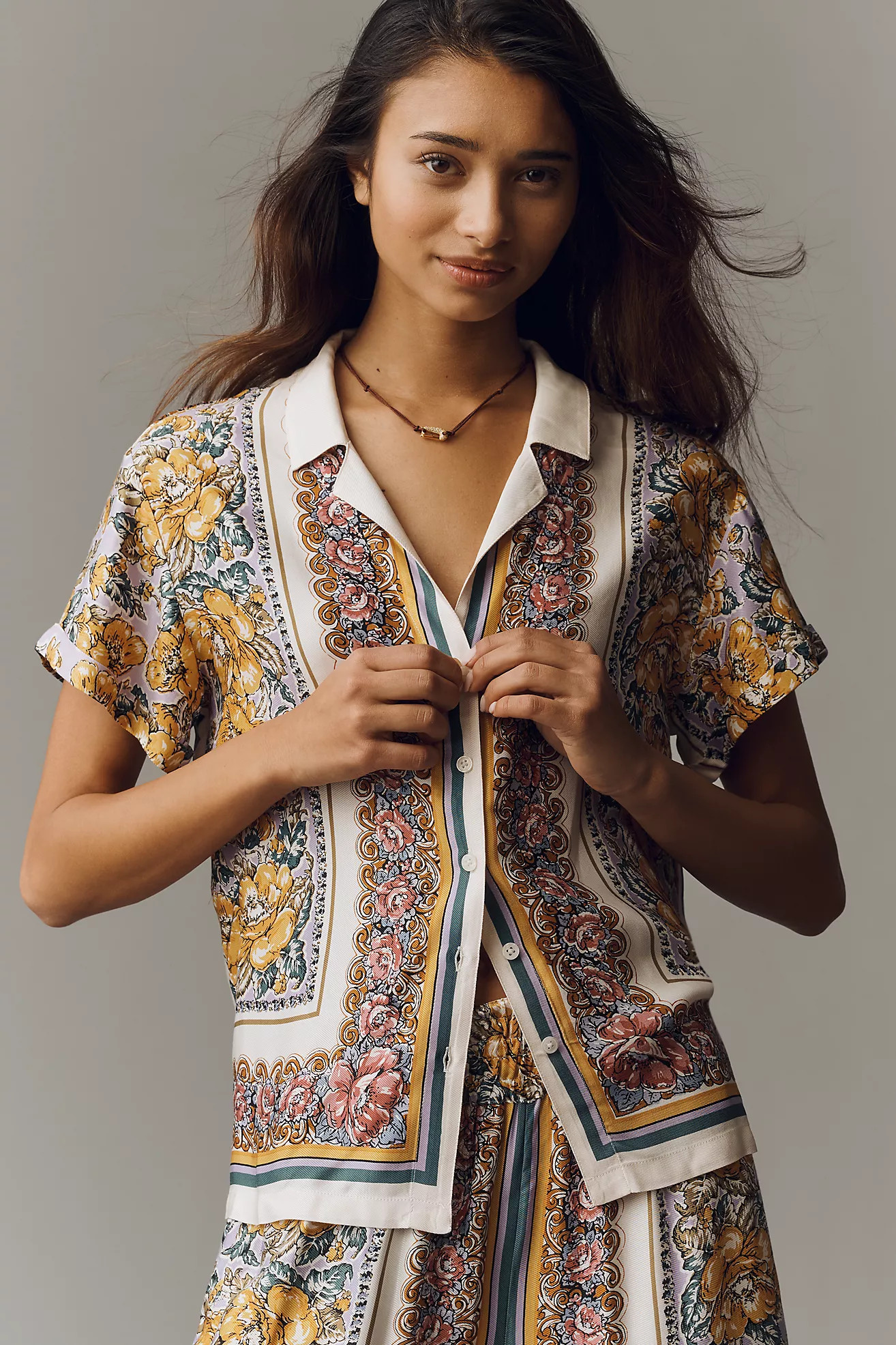 The Brenna Short-Sleeve Buttondown Shirt | Anthropologie (US)