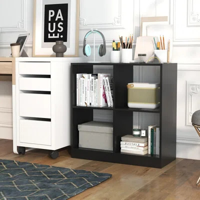 4-Cube Bookcase Floor Open Bookshelf with 2 Anti-Tipping Kits Modern Shelving Organizer | Wayfair North America