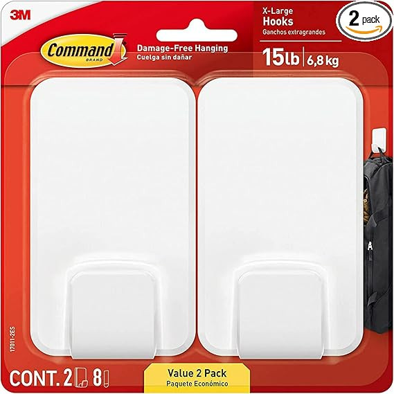 Command 15 Lb XL Heavyweight Wall Hook, Damage Free Hanging Wall Hook with Adhesive Strips, Heavy... | Amazon (US)