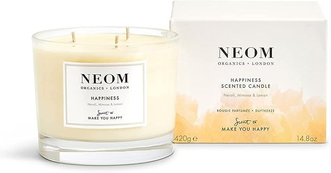 NEOM- Happiness Scented Candle, 3 Wick | Essential Oil Aromatherapy Candle | Neroli, Mimosa & Lem... | Amazon (US)