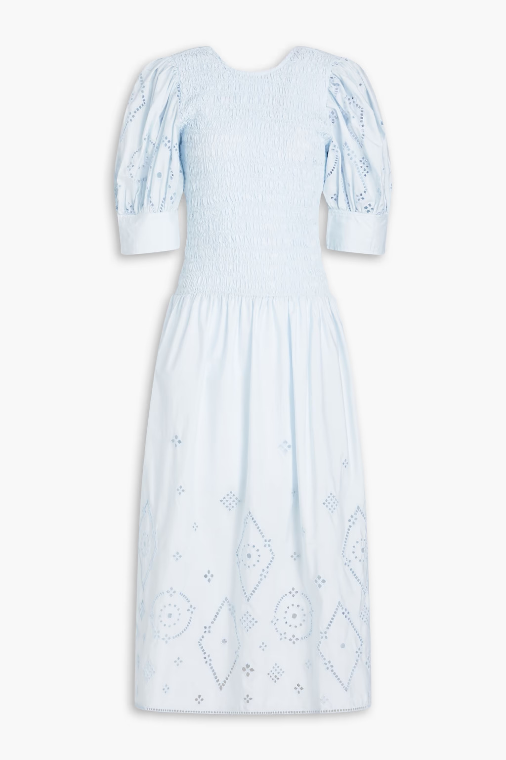 Shirred broderie anglaise cotton midi dress | The Outnet (US and CA)