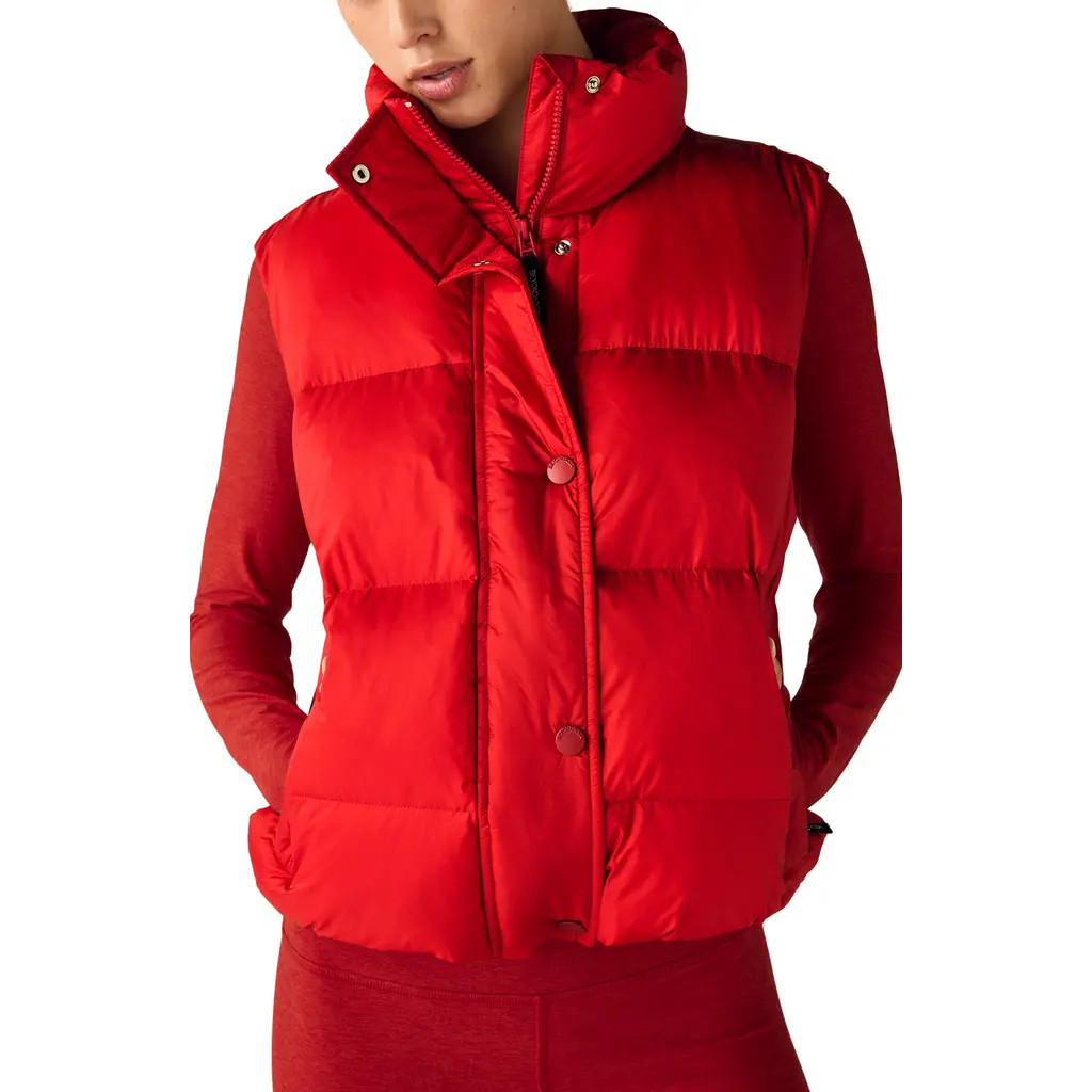 Beyond Yoga Big Cozy Puffer Vest in Holly Red at Nordstrom, Size Medium | Nordstrom