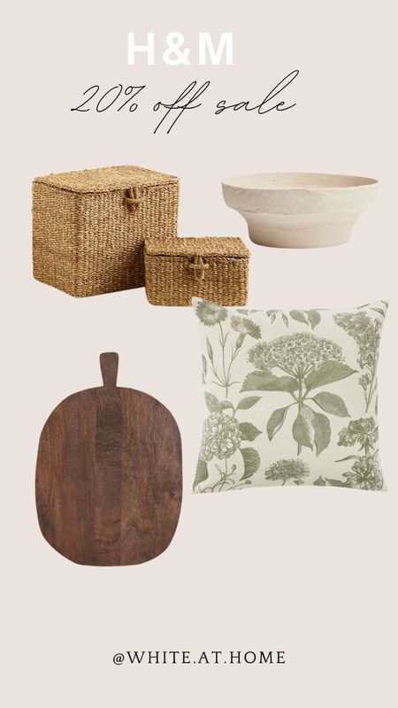 Snagged these home finds from H&M! Currently 20% off 

Storage baskets, paper mache bowl, pillow cover, wood bread board 

#LTKSaleAlert #LTKHome