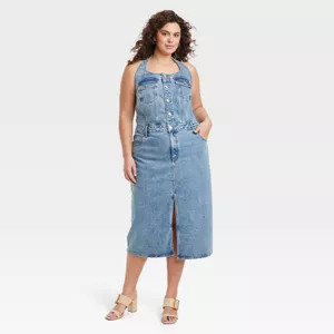 Women's Denim Midi Dress - Universal Thread™ Medium Wash | Target