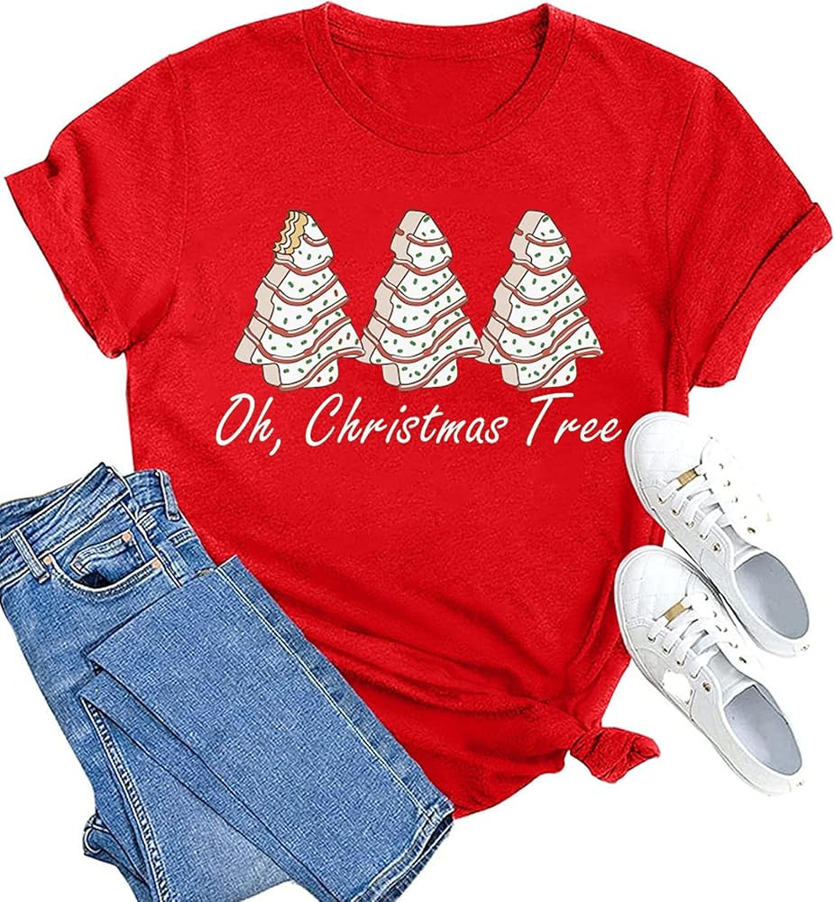 Christmas Shirts for Women Merry and Bright Christmas Shirt Xmas Tree Graphic Holiday T-Shirt Top... | Amazon (US)