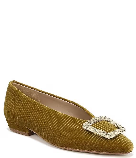 Janina Striped Velvet Oversized Ornament Buckle Detail Dress Flats | Dillard's