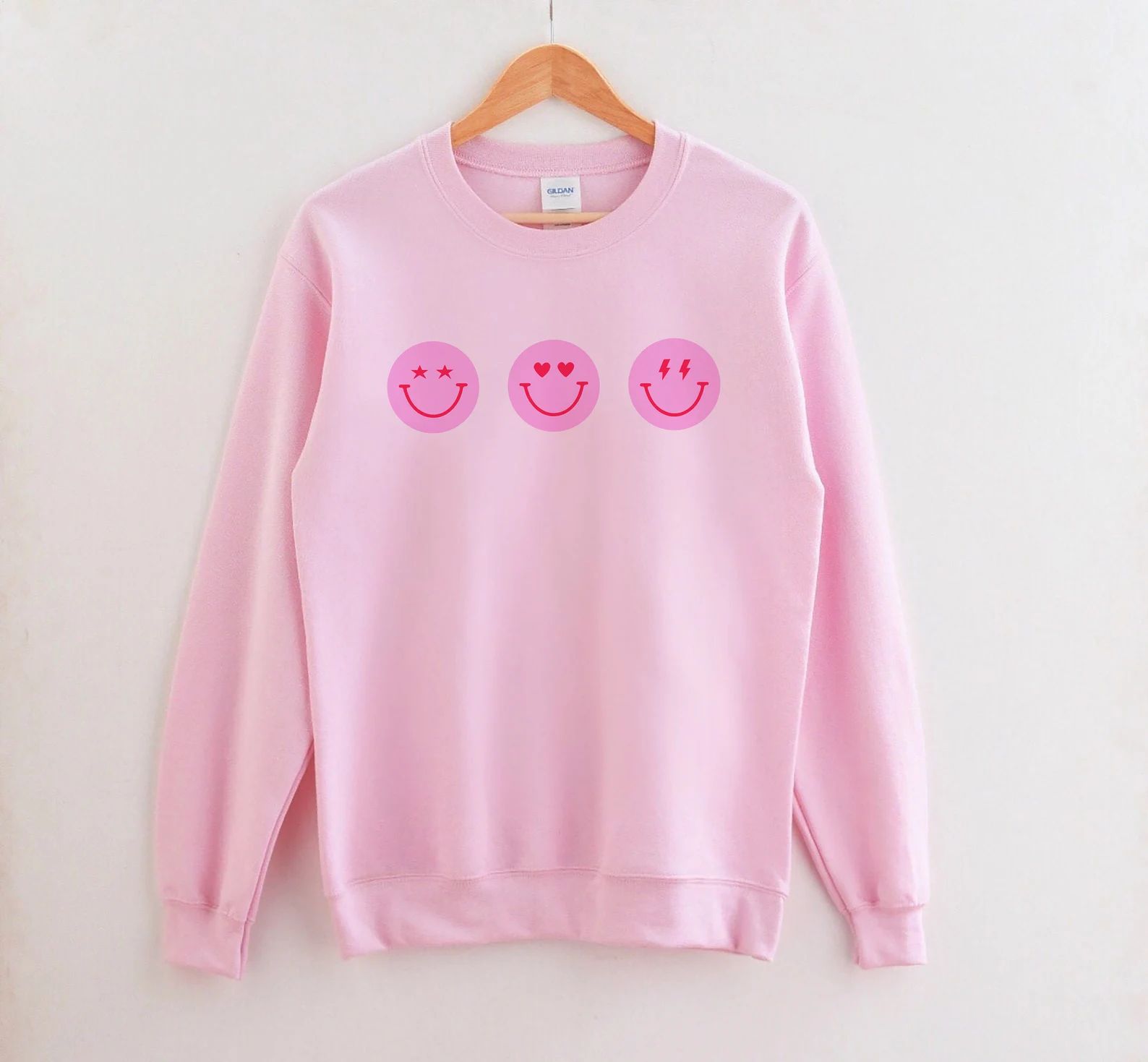 Preppy Smile Crewneck Preppy Hot Pink Lightning Smile Crewneck Sweater Lightning Bolt Sweatshirt ... | Etsy (US)
