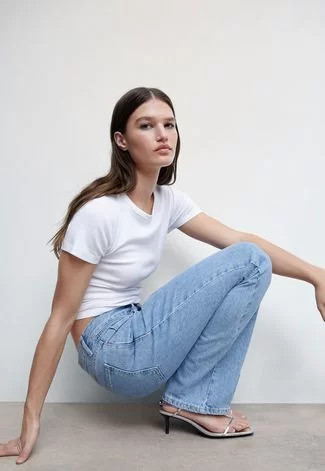 Calça Jeans Mango Wide Leg Lisa Azul | Dafiti (BR)