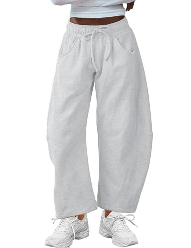 SeekMe Women's Barrel Leg Sweatpant Drawstring Elastic Waisted Wide Leg Pants Casual Cotton Palaz... | Amazon (US)