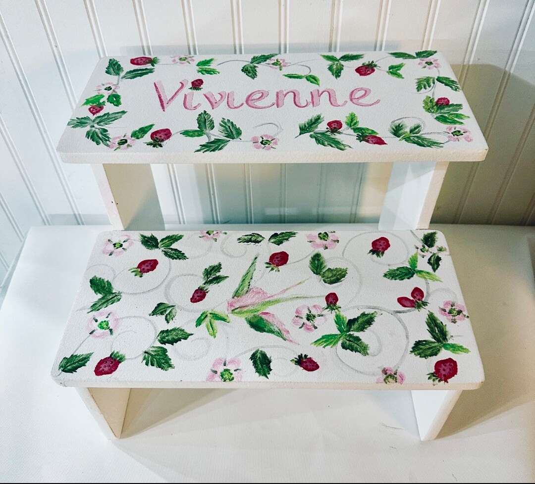 Romantic Vintage Roses, Pink Purple Grey, Kitchen Bathroom Stool, Personalized Gifts, Any Color. ... | Etsy (US)