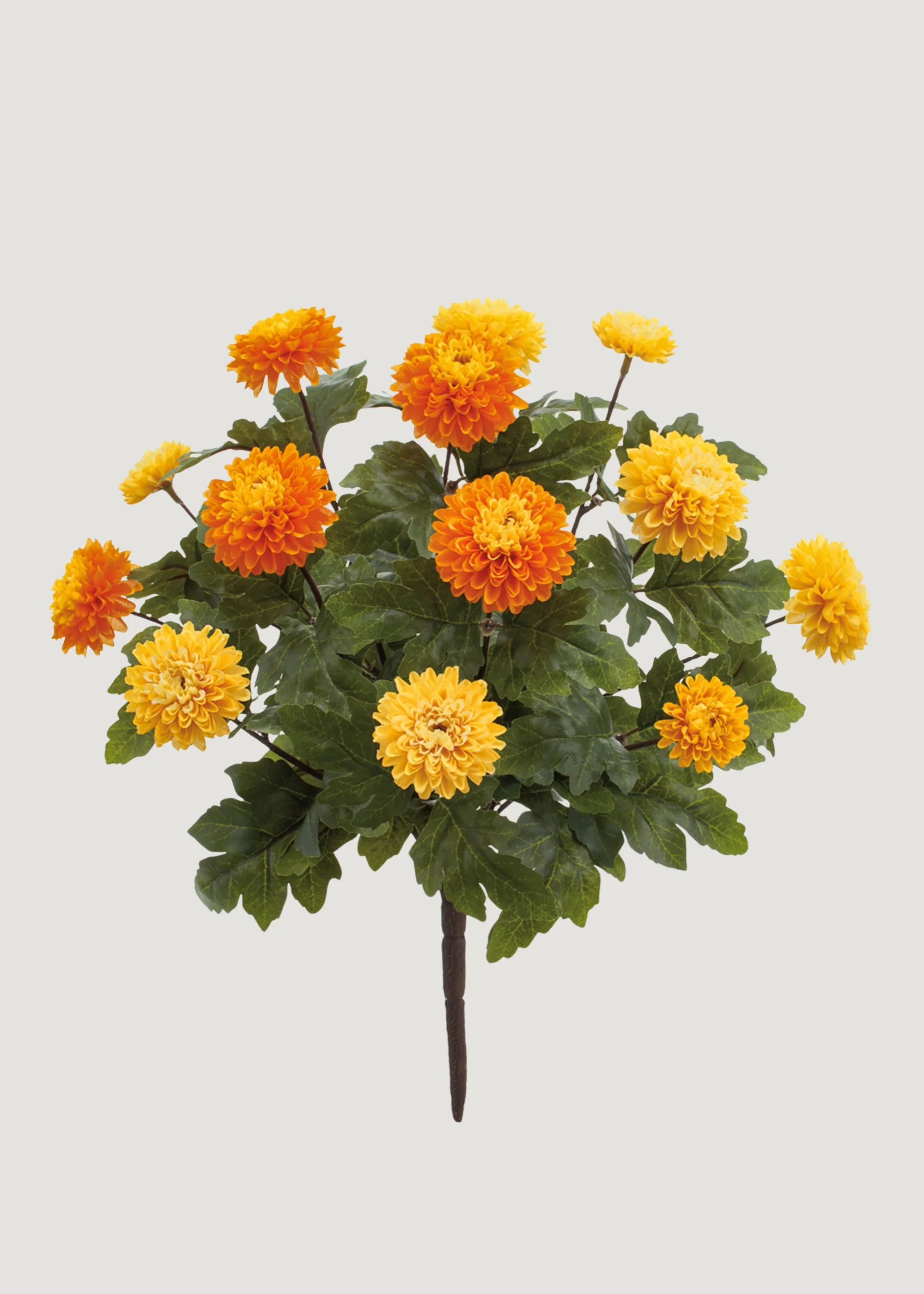 Yellow and Orange Artificial Mum Flower Bush - 14.5 | Afloral