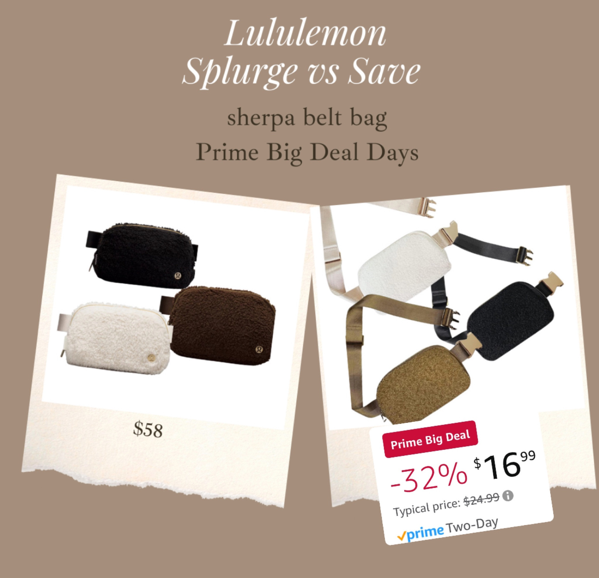 Highly rated Lululemon inspired Sherpa belt bag on sale!! & the lululemon bags are in stock too if you want the real thing!! 