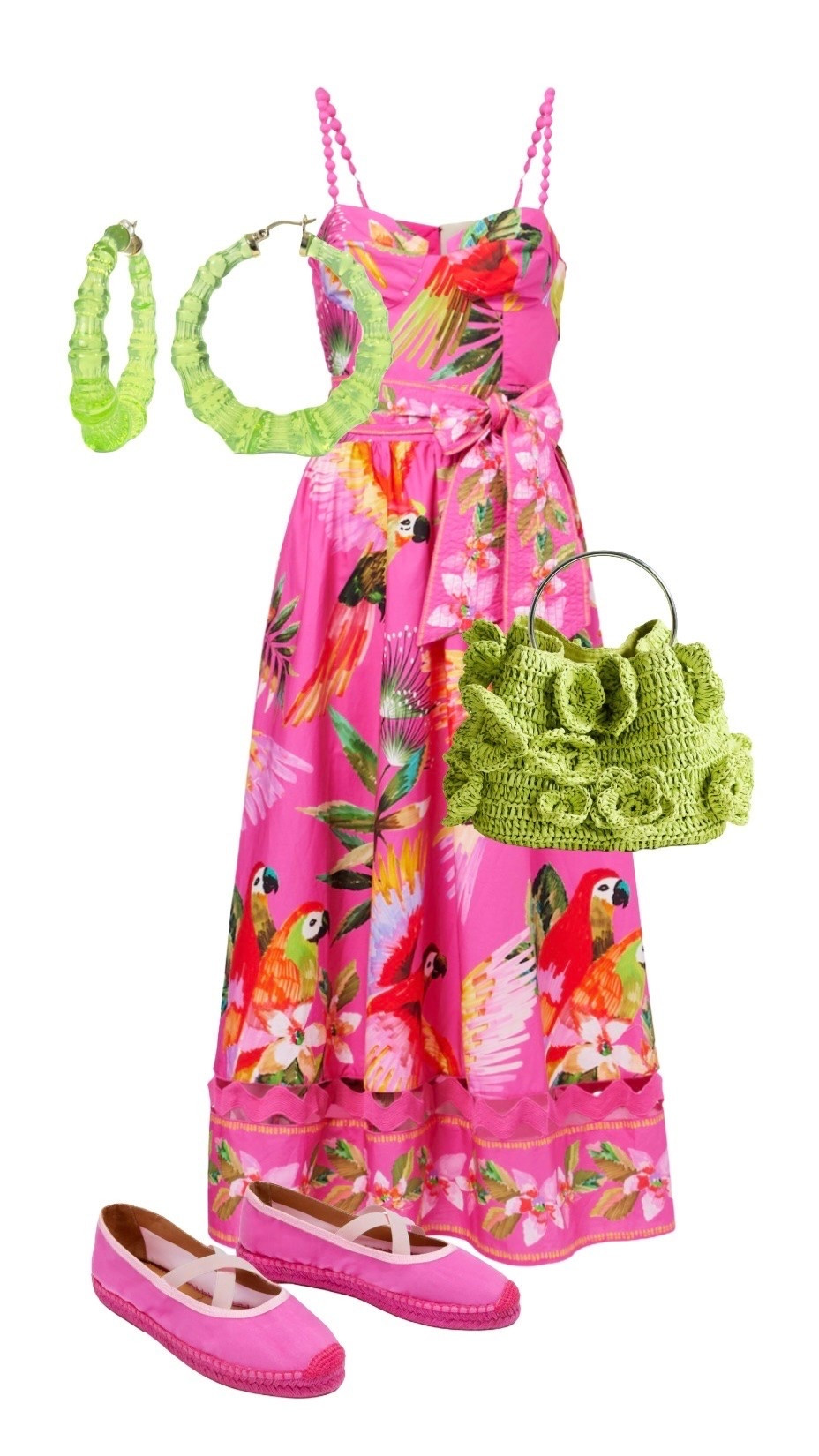 Pool party tropical holiday vibes with some on trend summer styles now ON SALE 🦜 💖🌴 🩷 🍋‍🟩 

Farm Rio Dress - on sale at MyTheresa

Lime Green Crochet Bag - Topshop at ASOS

Lime Green Bamboo Hoop Earrings - Gold & Honey on sale at Wolf & Badger

Pink Chico Espadrille Mary Jane Flats - on sale at Penelope Chilvers 

#LTKsummer #LTKfestival #LTKuk #LTKeurope #LTKluxury #LTKtravel

#LTKsale #LTKpartywear #LTKdresses