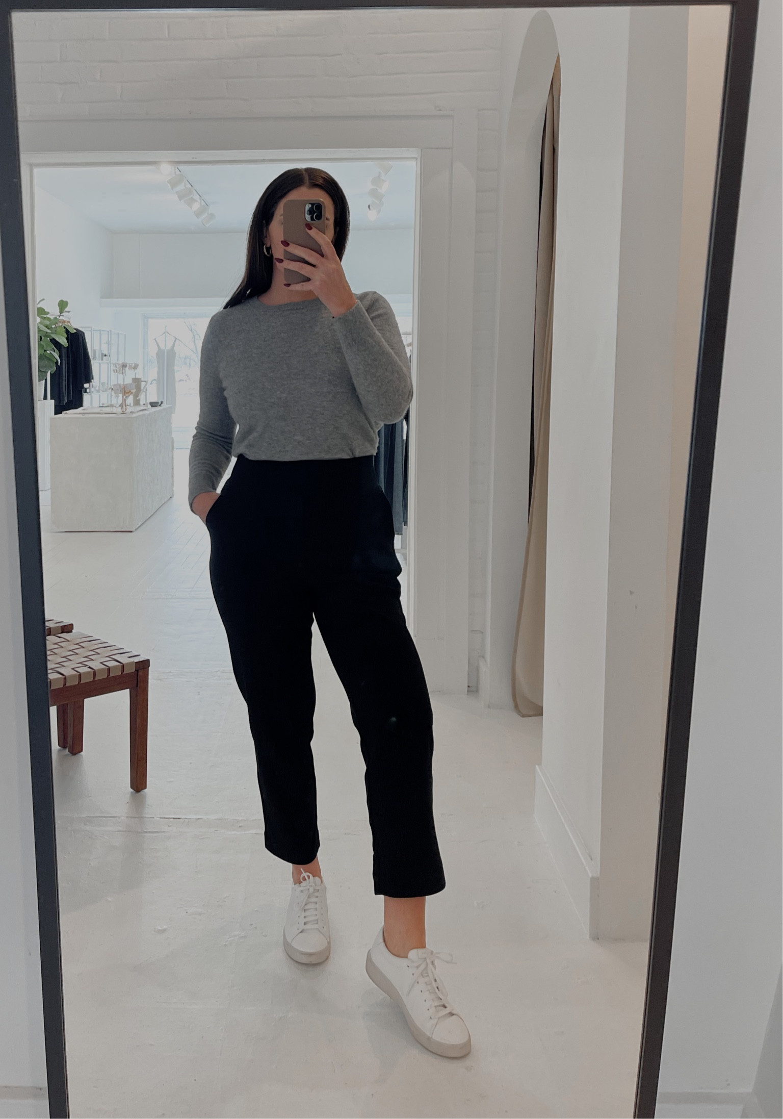 Casual Work Outfit 

#minimaliststyle #smartcasual

Everlane Dream Pants, Everlane White Sneakers, Cashmere Sweater from Quince