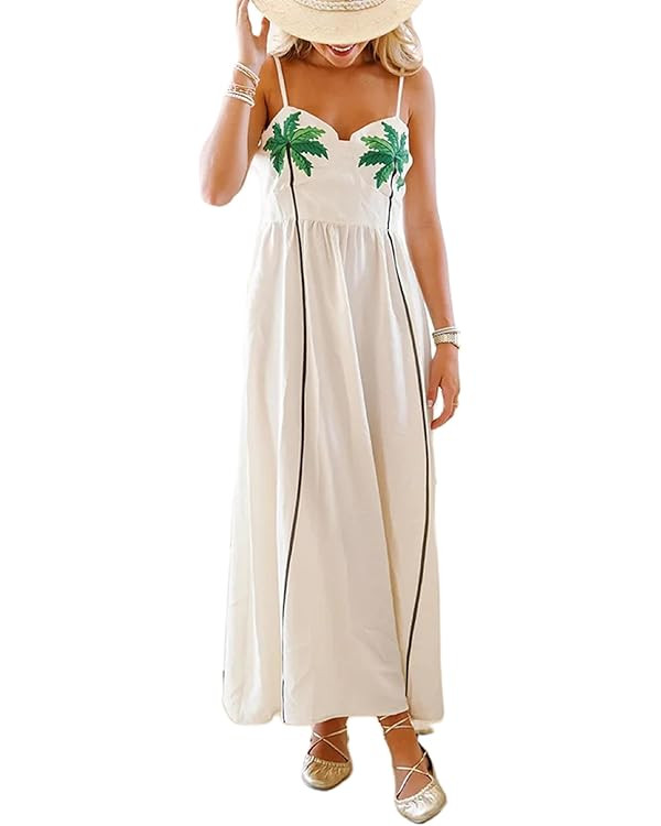 Women Summer Vocation Boho Floral Long Dress Sleeveless Flowy Tiered A Line Maxi Sundress Going O... | Amazon (US)