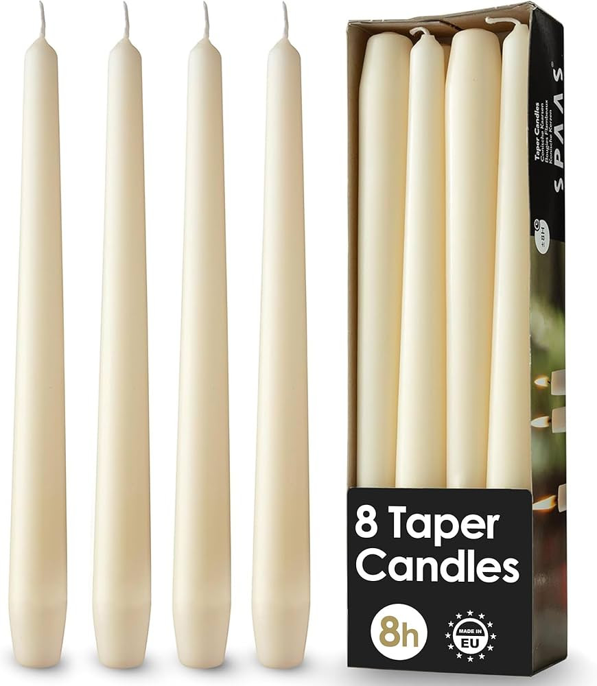 Rambue 10" Ivory Taper Candles - 8 Pack Classic Ivory Candlesticks - Dripless Cream Tapered Candl... | Amazon (US)