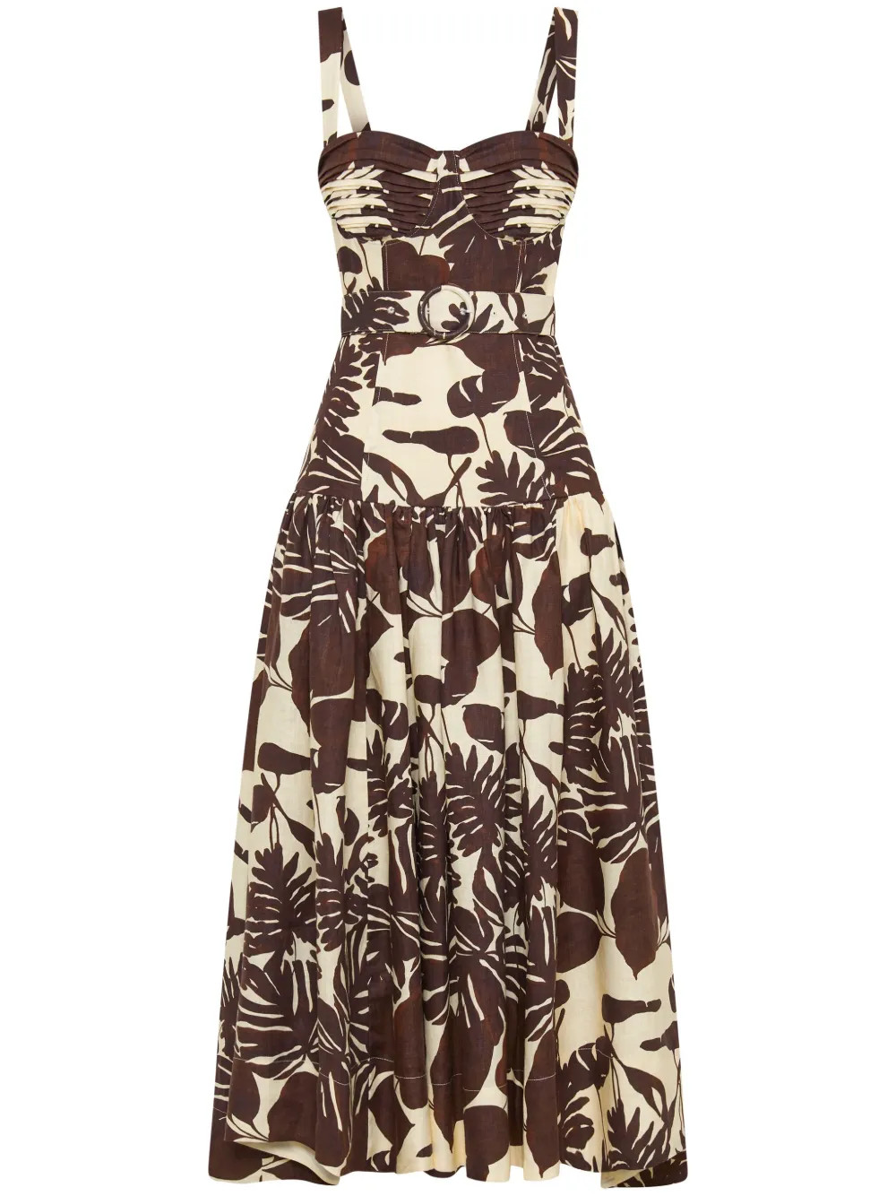 Drenica botanical-print linen dress | Farfetch Global