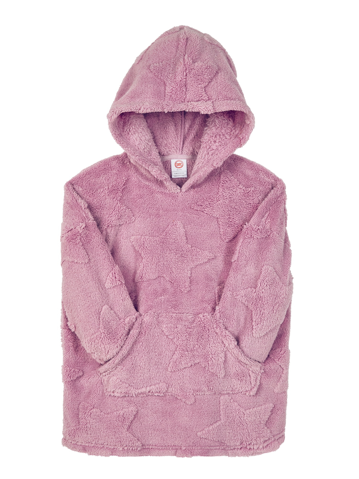Wonder Nation Girls Long Sleeve Sleep Hoodie, One-Piece, Sizes 4-18 | Walmart (US)