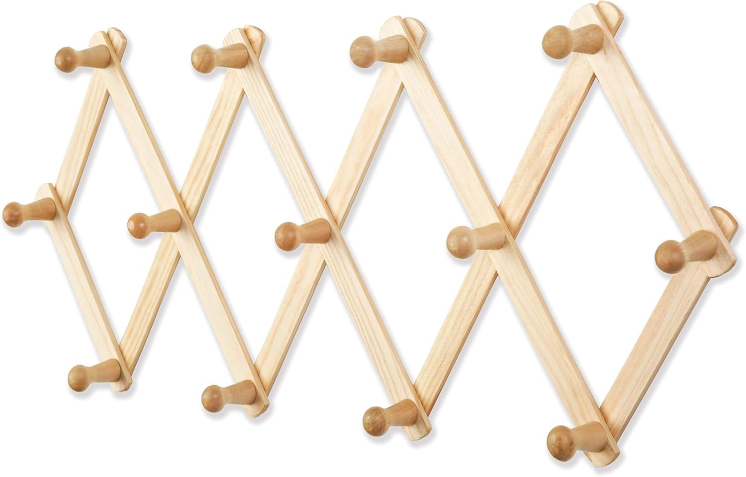 HILIPE Accordion Style Wall Wood Expandable Coat Rack(13 Pegs) for Hat Coffee Mug Key Necktie Jew... | Amazon (US)