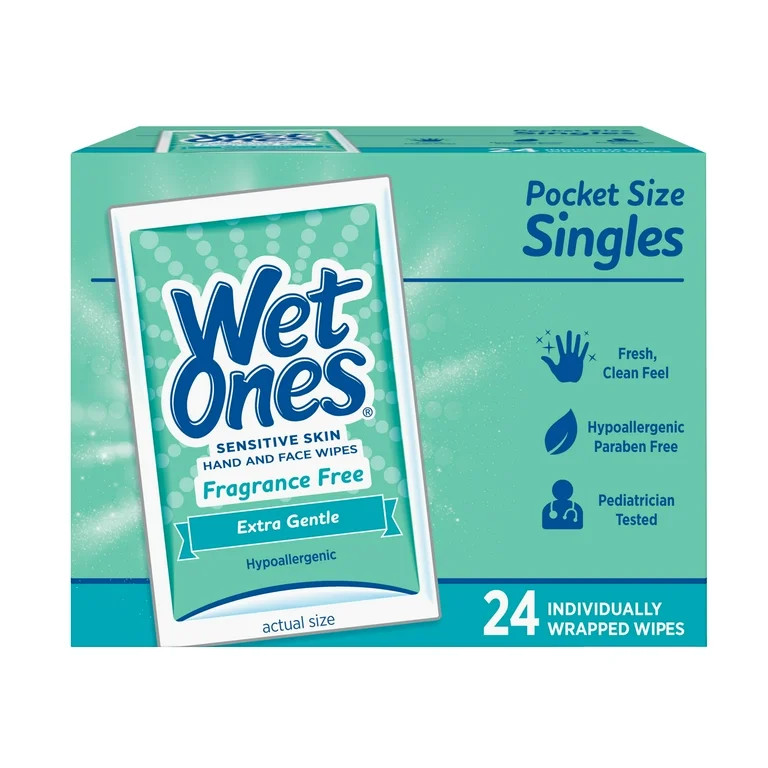 Wet Ones Sensitive Skin Hand Wipes Singles, Fragrance Free, 24 Ct | Walmart (US)