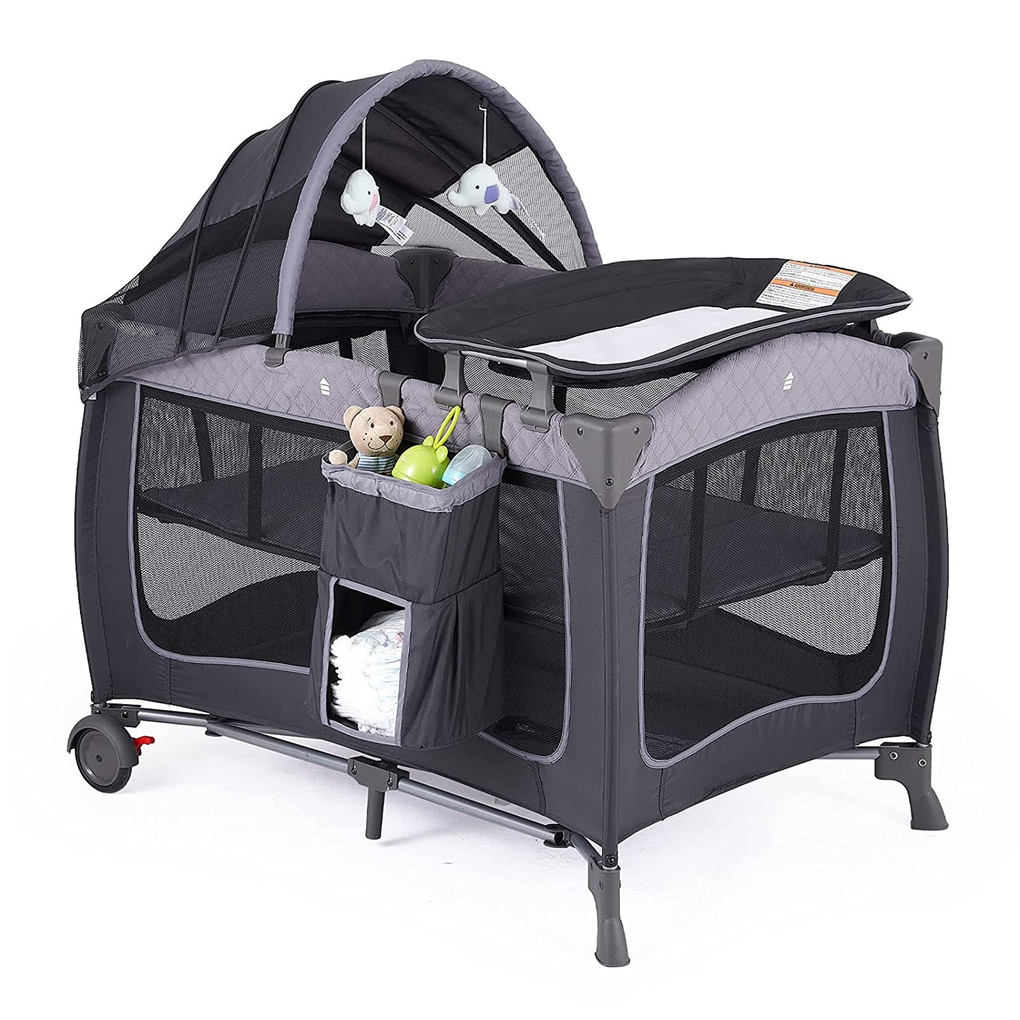 Pamo Babe Unisex Portable Baby Nursery Center Play Yard Include Wheels, Canopy and Changing Table... | Walmart (US)