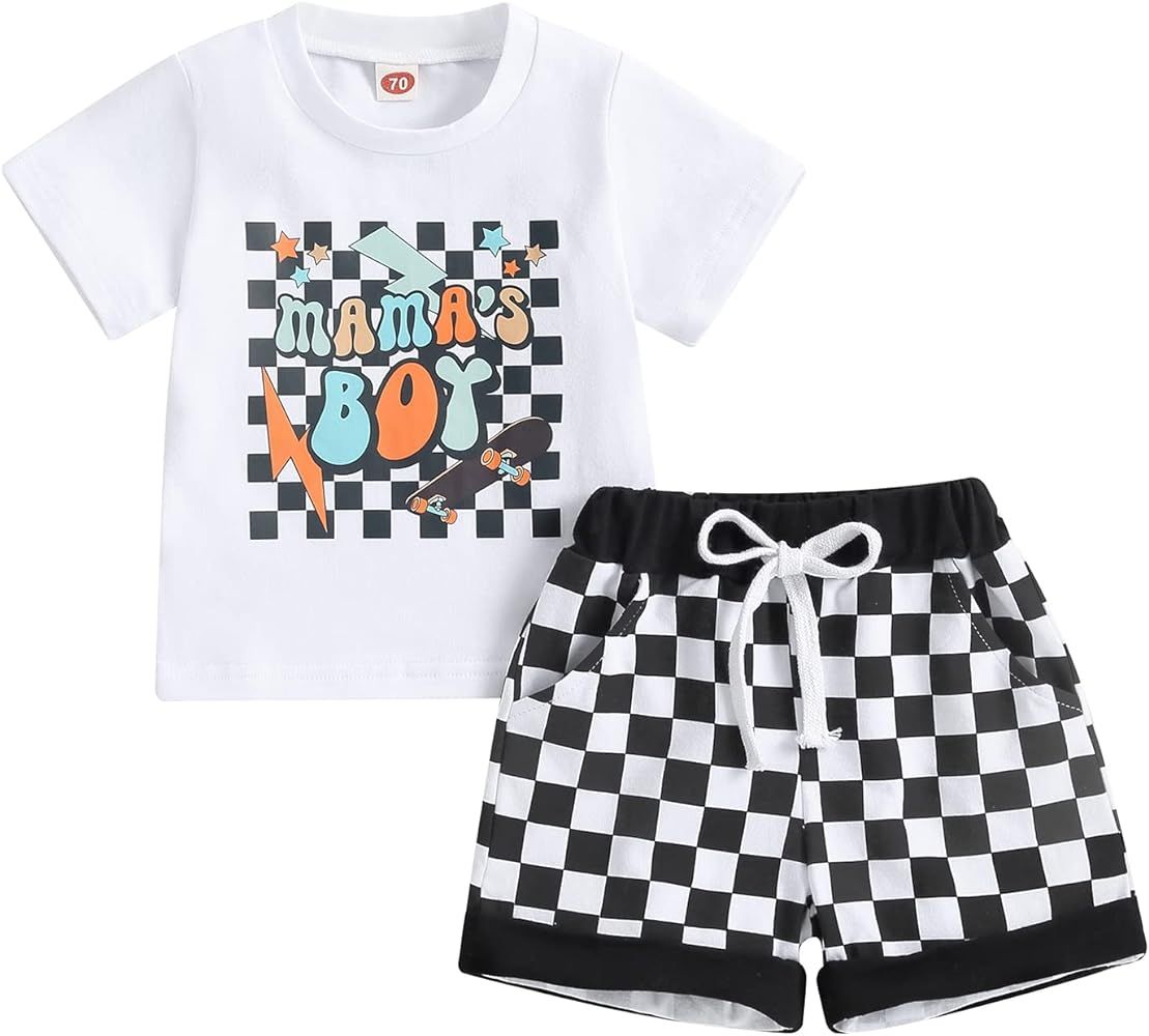 Lucikamy Toddler Baby Boy Clothes Mama's Boy Short Sleeve T Shirts Tops + Elastic Waist Jogger Sh... | Amazon (US)