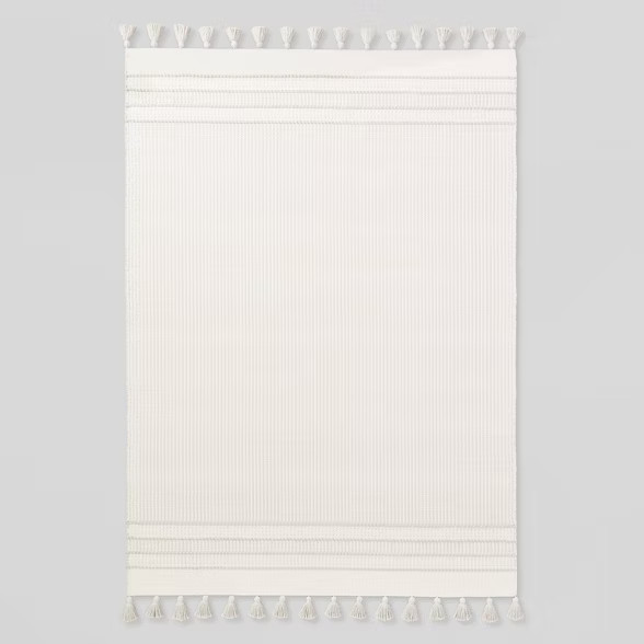 Texture Border Stripe Rug Cream/Silver Gray - Hearth & Hand™ with Magnolia | Target