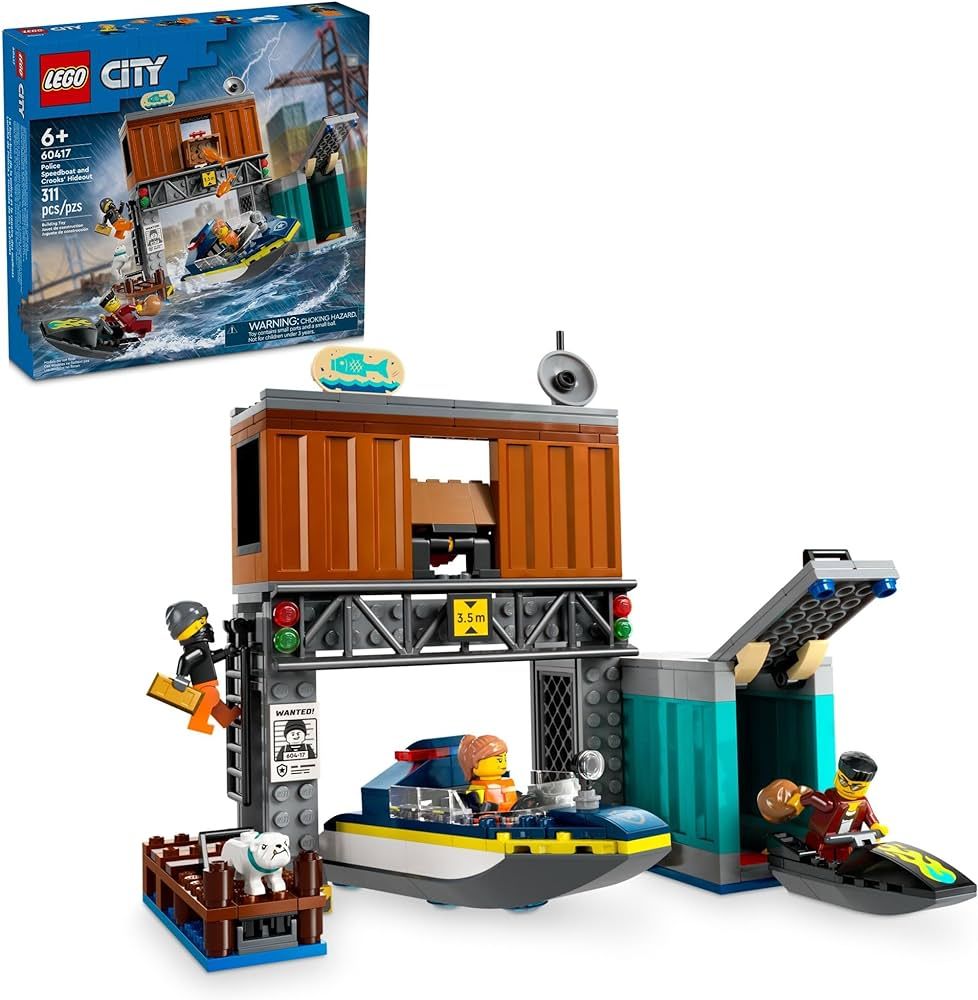 LEGO City Police Speedboat and Crooks’ Hideout Boat Toy, Fun Gift for Boys, Girls and Kids Ages... | Amazon (US)