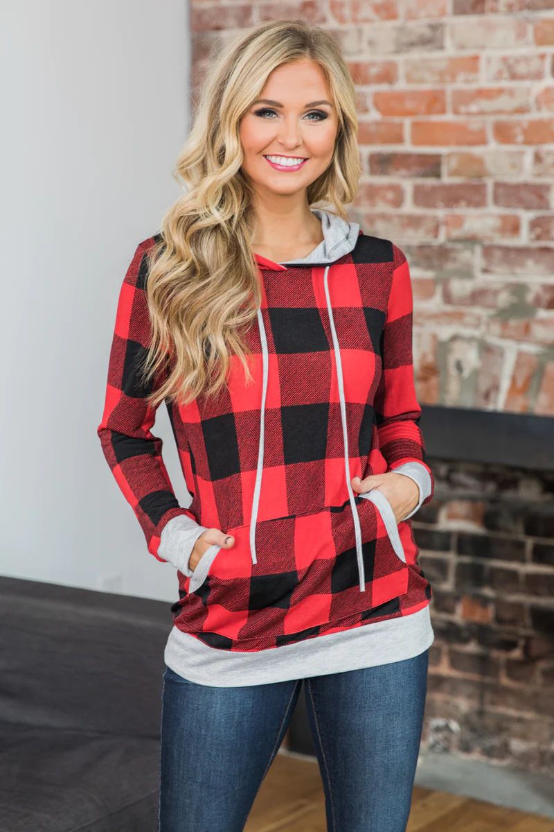 You're My Favorite Red Plaid Hoodie | The Pink Lily Boutique