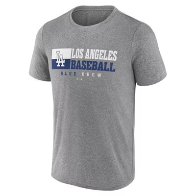 MLB Los Angeles Dodgers Men's Gray Short Sleeve T-Shirt - L: Crew Neck, Tagless | Target