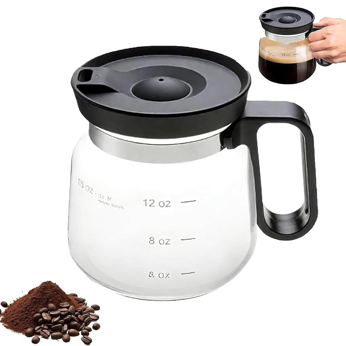 16 Oz Glass Coffee Mug That Looks like a Coffee Pot Style Shape, Mini Heatproof Large Capacity Cl... | Amazon (US)