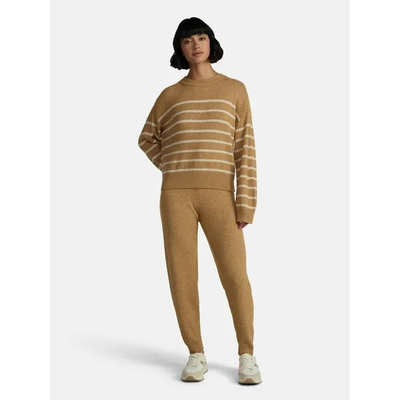 Time and Tru Women's Striped Sweater and Jogger Pants Set, Sizes XS-XXXL | Walmart (US)