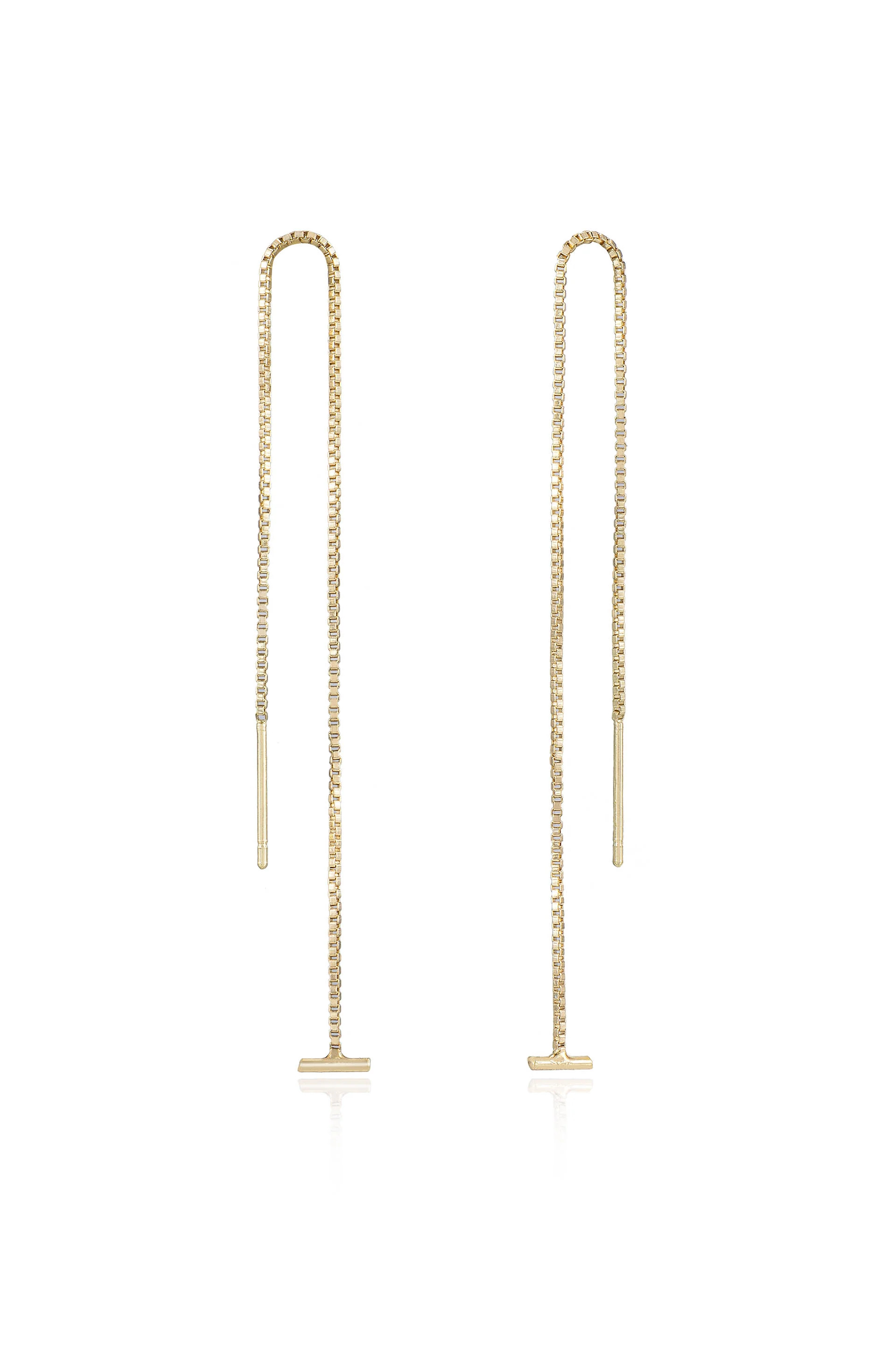 Single Chain Threader 18k Gold Plated Earrings | Ettika