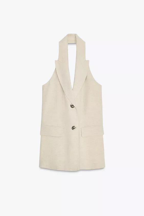HALTER NECK WAISTCOAT WITH LINEN BLEND | Zara UK