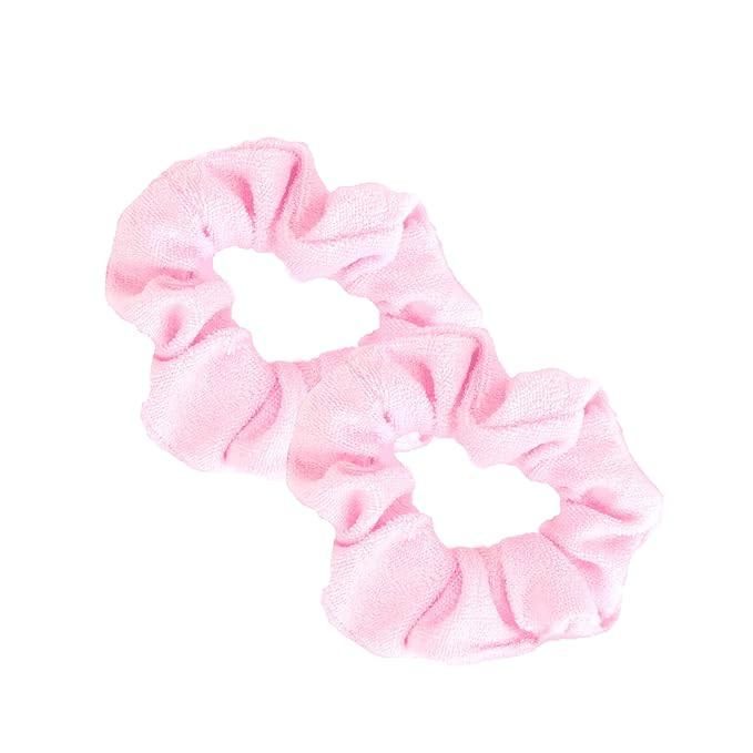Set of 2 Terry Hair Scrunchies - Light Pink | Amazon (US)