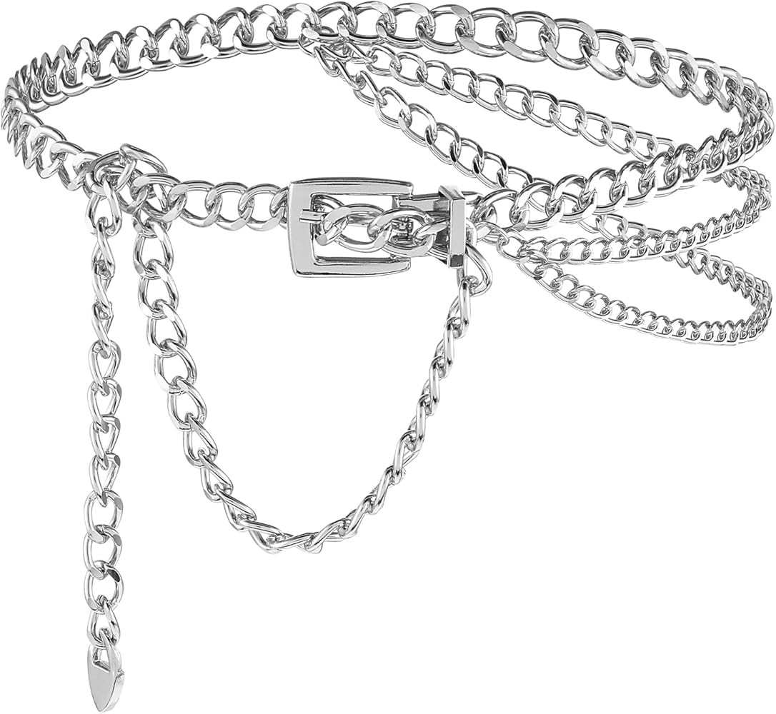 Multilayer Waist Chain Belt, Adjustable Metal Chain Dress Belt Body Belly Jewelry Women Girls Jea... | Amazon (US)