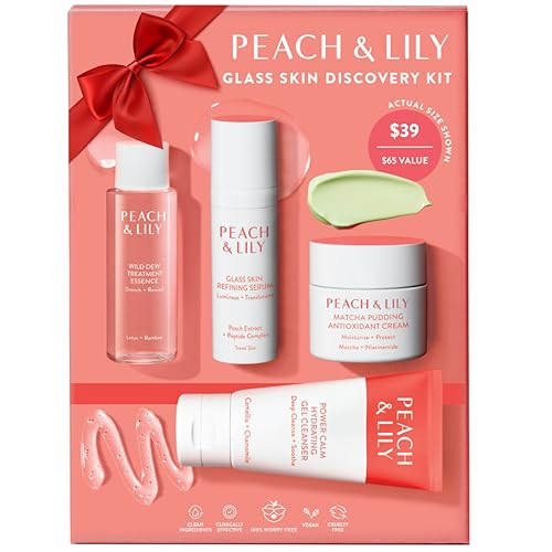 Peach & Lily - Glass Skin Discovery Kit (4 Products) - 1 Cleanser, 1 Essence, 1 Serum & 1 Cream - Skin Care Set - Acne Routine - Travel Essentials - Self Care - Vegan & Cruelty Free - Korean Beauty | Amazon (US)